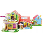 Set casuta Dream Villa - Casute din lemn cu mobilier 5 in 1 Set casuta Dream Villa - Casute din lemn cu mobilier 5 in 1